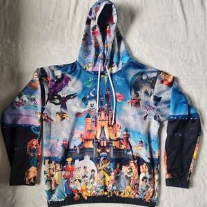 Disney All Over Print Mickey Minnie‎ Ariel Pooh Stitch Lion King Hoodie READ